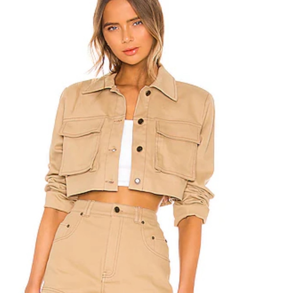H:ours Tan Denim Cropped Jacket